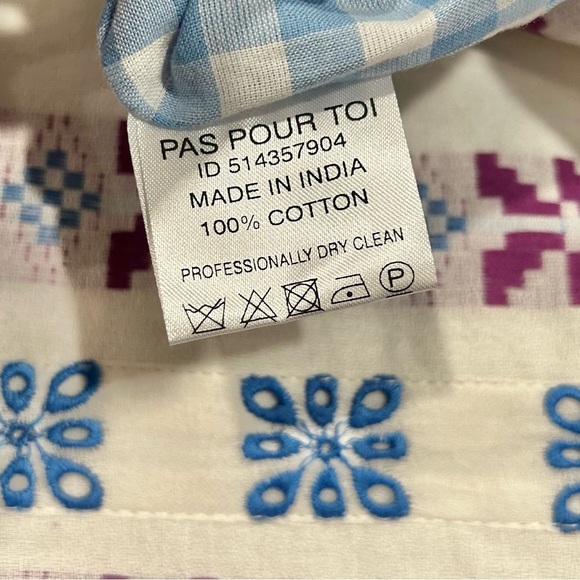 NWT Dodo Bar Or Lili Bag 100% Cotton Tote Purse Blue Purple Embroidered Checker - Picture 7 of 9